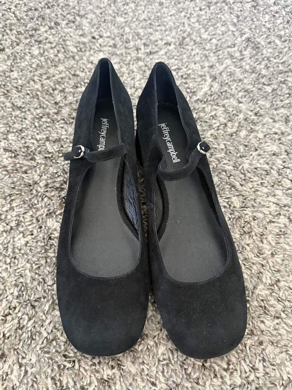 Jeffrey Campbell Taylee Black Suede Mary Jane Block Heel Pumps